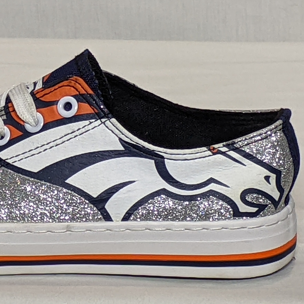 NEW Foco Womens NFL Denver Broncos Canvas Glitter Sneaker Sz 9